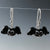 Cute small glass black bats with black/white eyes and purple noses.  They hang from simple sterling silver earrwires.  Zoom ready earrings! Happy Halloween!