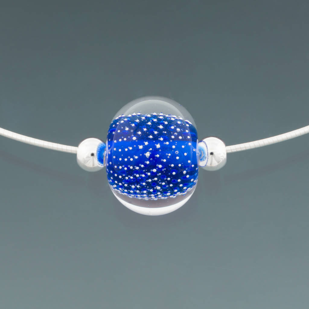 Intense Blue Sparkling Omega Necklace by Becky Congdon