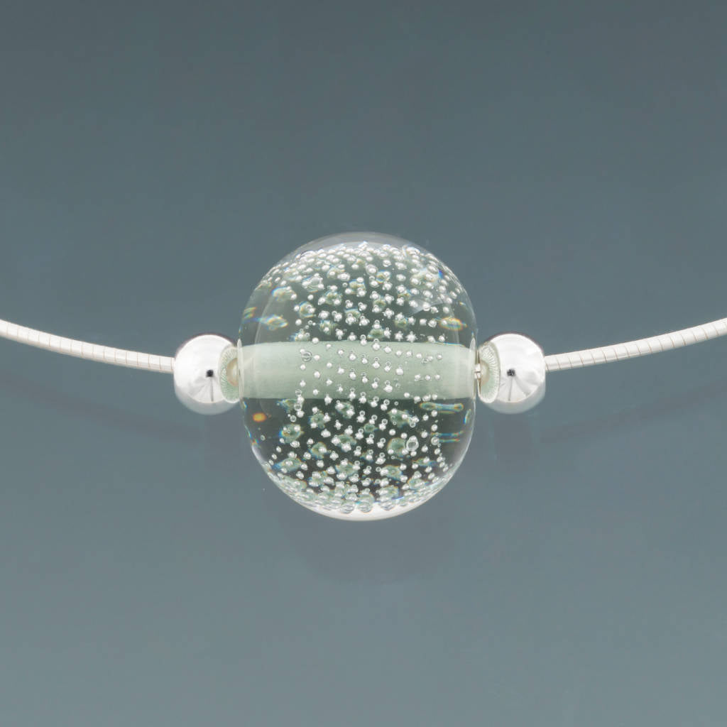 Light Gray Sparkling Omega Necklace by Becky Congdon